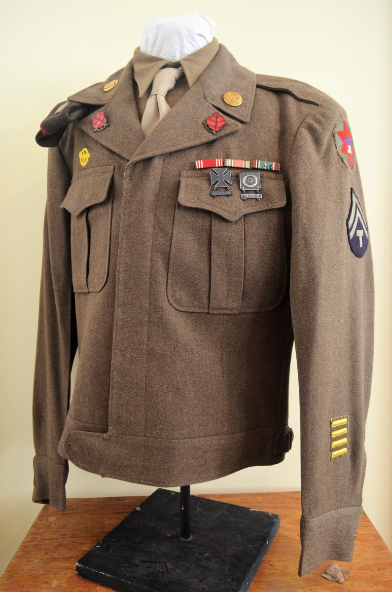 WWII Ike Jacket, 13th Field Artillery Observation Bn w/ Overseas Cap