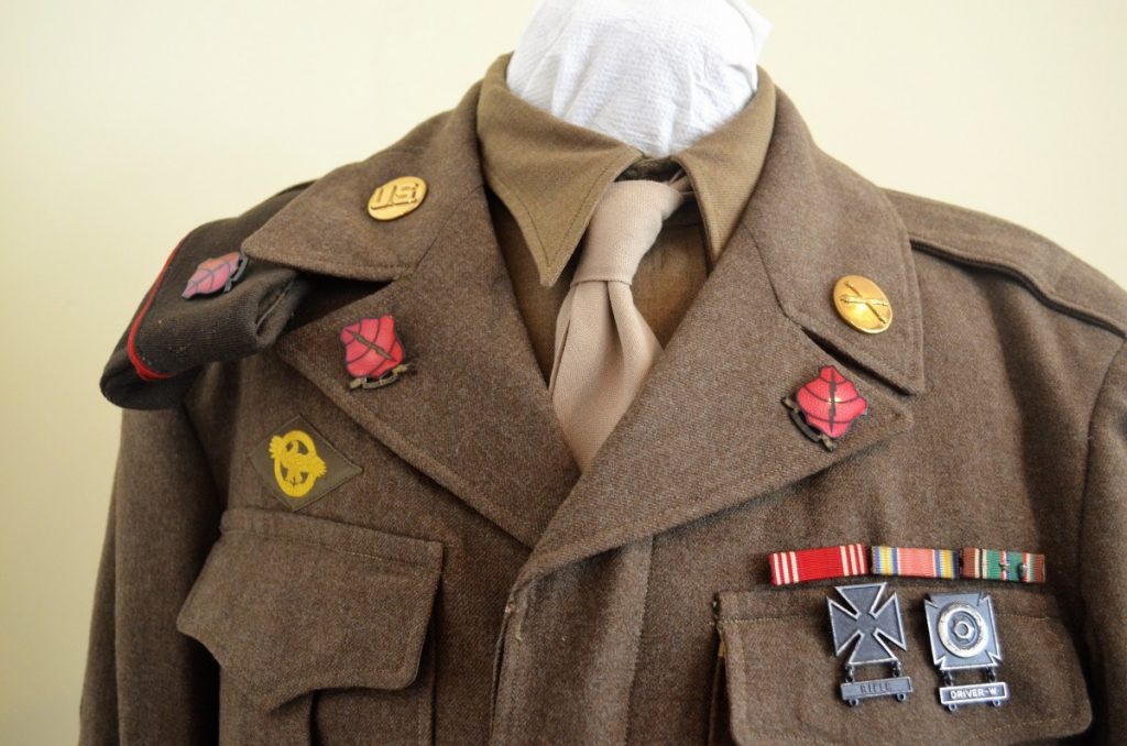 WWII Ike Jacket, 13th Field Artillery Observation Bn w/ Overseas Cap