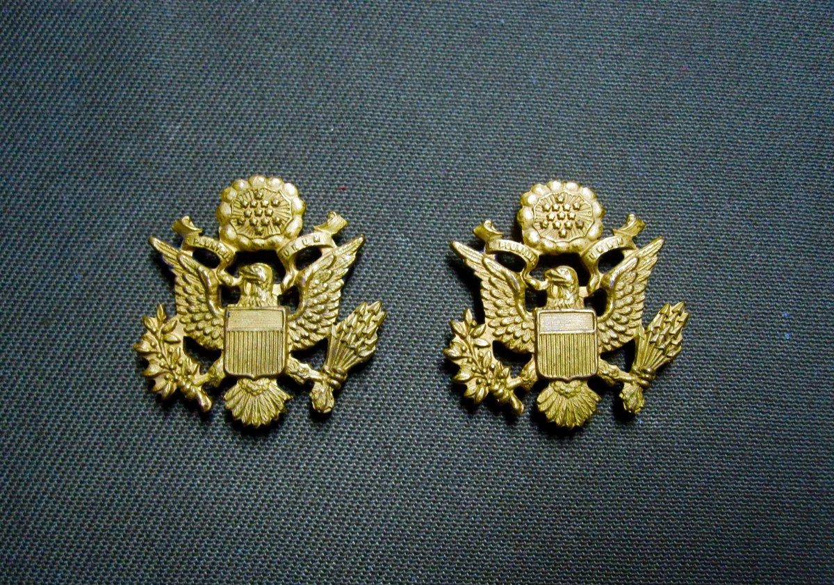 Pattern 1902 Army Officer Collar Eagles Pair SOLD J. Mountain Antiques