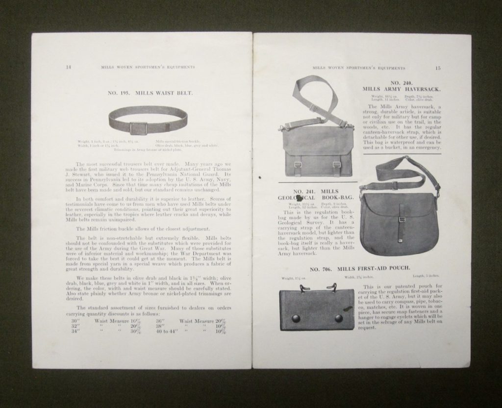 Catalog Mills Woven Cartridge Belts For Sportsmen. SOLD J