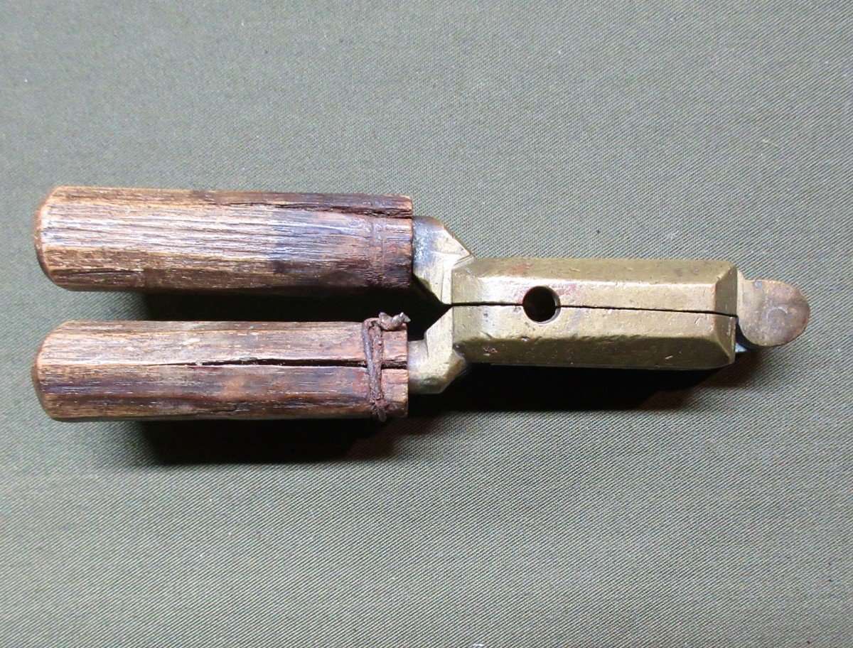 Brass Bullet Mold With Crude Wooden Handles, ID’d As Confederate